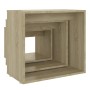 Stackable tables 3 pieces plywood oak Sonoma by , Side tables - Ref: Foro24-808579, Price: 48,45 €, Discount: %