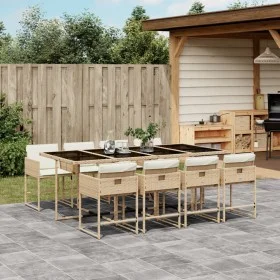 Set comedor de jardín 9 pzas con cojines ratán sintético beige by , Garden sets - Ref: Foro24-3211282, Price: 592,25 €, Disco...