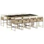 Set comedor de jardín 9 pzas con cojines ratán sintético beige de , Conjuntos de jardín - Ref: Foro24-3211282, Precio: 593,90...
