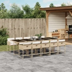 Set comedor de jardín 11 pzas con cojines ratán sintético beige von , Gartensets - Ref: Foro24-3211294, Preis: 787,43 €, Raba...