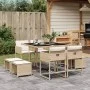 Set comedor de jardín 9 pzas con cojines ratán sintético beige de , Conjuntos de jardín - Ref: Foro24-3211318, Precio: 387,67...