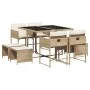Set comedor de jardín 9 pzas con cojines ratán sintético beige de , Conjuntos de jardín - Ref: Foro24-3211318, Precio: 387,67...
