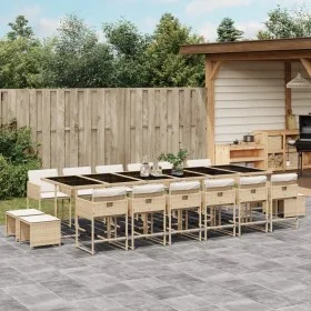 Set comedor de jardín 17 pzas con cojines ratán sintético beige by , Garden sets - Ref: Foro24-3211366, Price: 1,00 €, Discou...