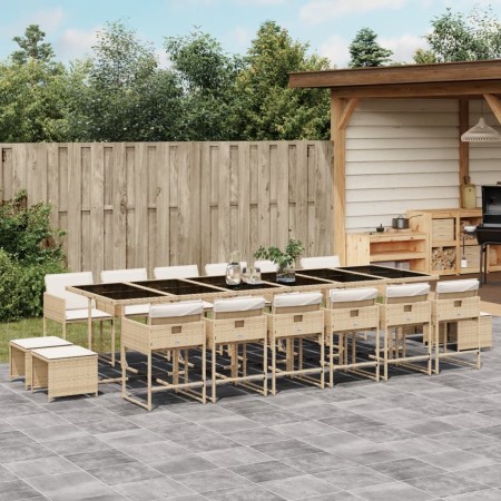 Set comedor de jardín 17 pzas con cojines ratán sintético beige by , Garden sets - Ref: Foro24-3211366, Price: 881,84 €, Disc...