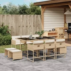 Set comedor de jardín 11 pzas con cojines ratán sintético beige by , Garden sets - Ref: Foro24-3211330, Price: 531,13 €, Disc...