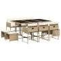 Set comedor de jardín 11 pzas con cojines ratán sintético beige de , Conjuntos de jardín - Ref: Foro24-3211330, Precio: 532,3...