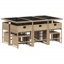 Set comedor de jardín 11 pzas con cojines ratán sintético beige de , Conjuntos de jardín - Ref: Foro24-3211330, Precio: 482,9...