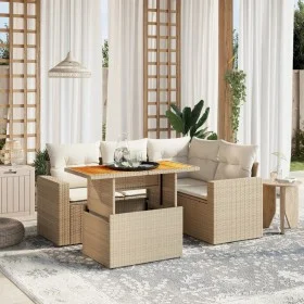 Juego de sofás jardín con cojines 5 pzas ratán sintético beige by , Garden sets - Ref: Foro24-3271296, Price: 415,65 €, Disco...