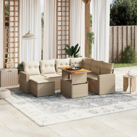 Juego de sofás de jardín con cojines beige 8 pzas ratán PE by , Garden sets - Ref: Foro24-3271429, Price: 532,76 €, Discount: %