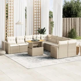 Set de sofás de jardín 11pzas con cojines ratán sintético beige by , Garden sets - Ref: Foro24-3271506, Price: 768,13 €, Disc...