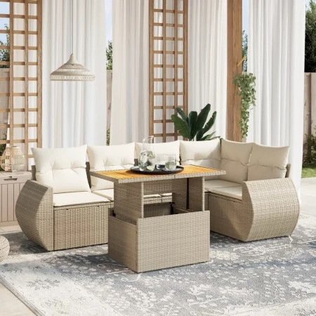 Juego de sofás jardín con cojines 6 pzas ratán sintético beige von , Gartensets - Ref: Foro24-3272185, Preis: 523,42 €, Rabat...