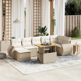 Juego de sofás de jardín con cojines beige 8 pzas ratán PE by , Garden sets - Ref: Foro24-3272304, Price: 565,07 €, Discount: %