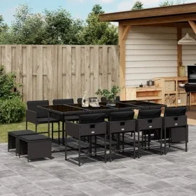Set comedor de jardín con cojines 13 pzas ratán sintético negro von , Gartensets - Ref: Foro24-3211339, Preis: 727,09 €, Raba...
