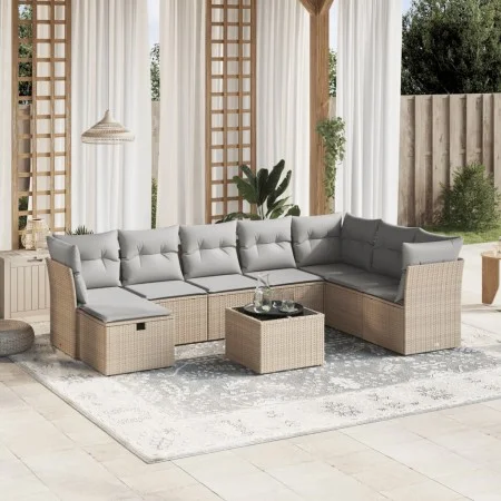 Juego de sofás jardín con cojines beige mezcla 9 pzas ratán PE by , Garden sets - Ref: Foro24-3263285, Price: 532,32 €, Disco...