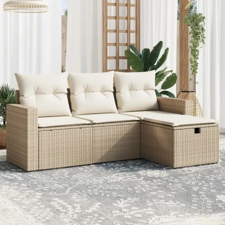 Juego de sofás jardín con cojines 4 pzas ratán sintético beige by , Garden sets - Ref: Foro24-3263444, Price: 290,38 €, Disco...