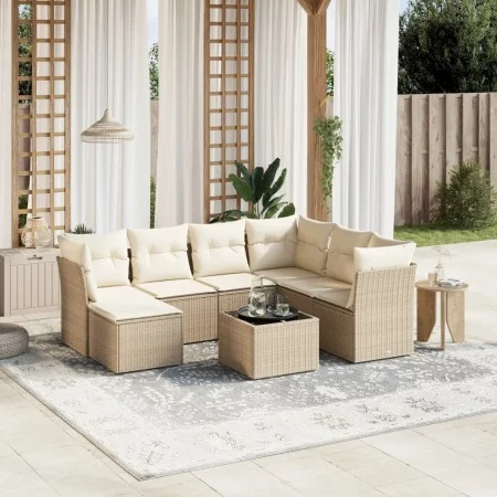 Juego de sofás de jardín con cojines beige 8 pzas ratán PE de , Conjuntos de jardín - Ref: Foro24-3263224, Precio: 518,38 €, ...