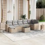 Juego de sofás jardín con cojines beige mezcla 8 pzas ratán PE