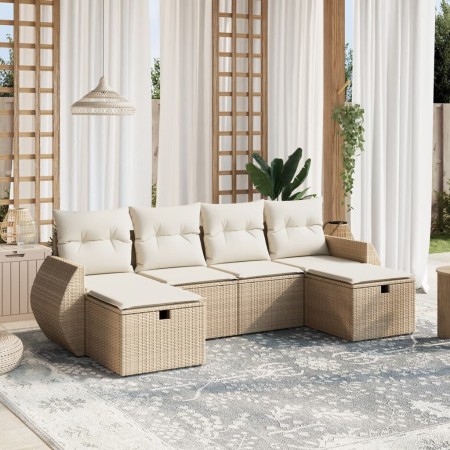 Juego de sofás jardín con cojines 6 pzas ratán sintético beige von , Gartensets - Ref: Foro24-3264164, Preis: 421,16 €, Rabat...