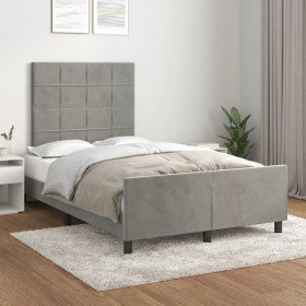 Estructura de cama sin colchón terciopelo gris claro 120x200 cm Estructura de cama sin colchón terciopelo gris claro 120x200 cm