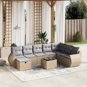 Juego de sofás jardín con cojines beige mezcla 9 pzas ratán PE by , Garden sets - Ref: Foro24-3264215, Price: 574,64 €, Disco...