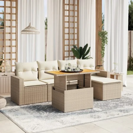 Juego de sofás jardín con cojines 6 pzas ratán sintético beige von , Gartensets - Ref: Foro24-3271289, Preis: 423,62 €, Rabat...