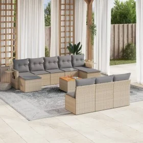 Set de sofás de jardín 11pzas con cojines ratán sintético beige by , Modular outdoor sofas - Ref: Foro24-3224771, Price: 602,...