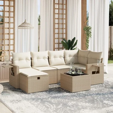 Set sofás de jardín 7 piezas y cojines ratán sintético beige von , Gartensets - Ref: Foro24-3263804, Preis: 498,46 €, Rabatt: %