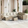Set de sofás de jardín 9 pzas con cojines ratán sintético beige by , Garden sets - Ref: Foro24-3264524, Price: 595,74 €, Disc...