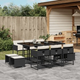 Set de comedor jardín 11 pzas con cojines ratán sintético negro by , Garden sets - Ref: Foro24-3211326, Price: 467,51 €, Disc...