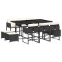 Set de comedor jardín 11 pzas con cojines ratán sintético negro by , Garden sets - Ref: Foro24-3211326, Price: 525,08 €, Disc...