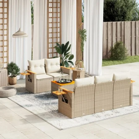 Juego de sofás jardín con cojines 6 pzas ratán sintético beige by , Garden sets - Ref: Foro24-3226625, Price: 511,96 €, Disco...