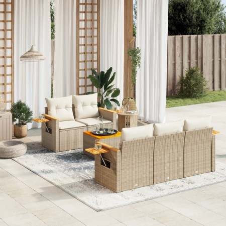 Juego de sofás jardín con cojines 6 pzas ratán sintético beige by , Garden sets - Ref: Foro24-3226625, Price: 511,18 €, Disco...