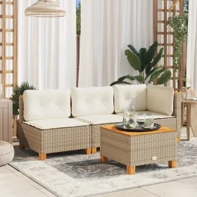 Mesa de jardín ratán sintético madera acacia beige 55x55x36 cm by , Garden tables - Ref: Foro24-365910, Price: 62,28 €, Disco...