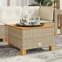 Mesa de jardín ratán sintético madera acacia beige 55x55x36 cm by , Garden tables - Ref: Foro24-365910, Price: 62,28 €, Disco...