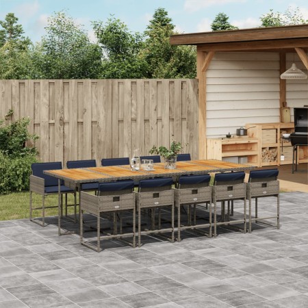 Set de comedor de jardín 11 pzas y cojines ratán sintético gris by , Garden sets - Ref: Foro24-3278068, Price: 768,83 €, Disc...