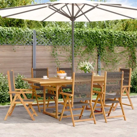 Set de comedor jardín 7 pzas polipropileno madera maciza gris de , Conjuntos de jardín - Ref: Foro24-3281734, Precio: 788,81 ...