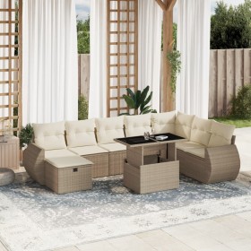 Set de sofás de jardín 9 pzas con cojines ratán sintético beige von , Gartensets - Ref: Foro24-3275188, Preis: 655,74 €, Raba...