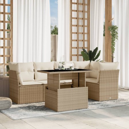 Juego de sofás jardín con cojines 6 pzas ratán sintético beige by , Garden sets - Ref: Foro24-3266568, Price: 447,36 €, Disco...