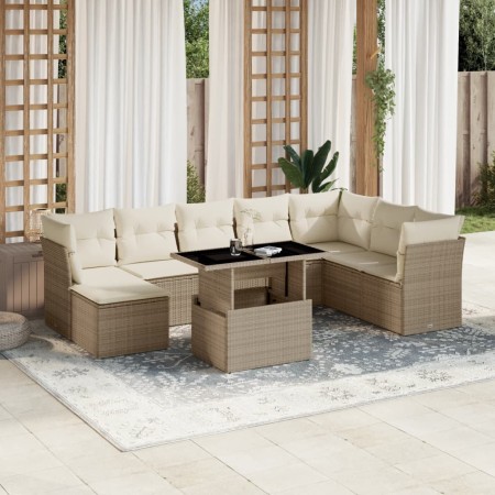 Set de sofás de jardín 9 pzas con cojines ratán sintético beige von , Gartensets - Ref: Foro24-3266788, Preis: 606,62 €, Raba...