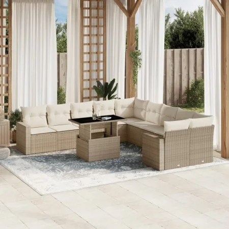 Set de sofás de jardín 11pzas con cojines ratán sintético beige von , Gartensets - Ref: Foro24-3267538, Preis: 766,03 €, Raba...