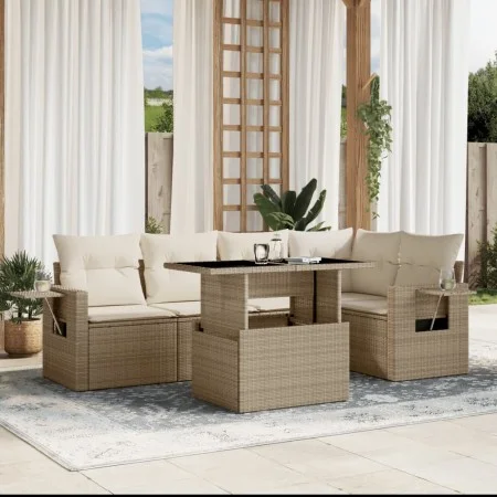 Juego de sofás jardín con cojines 6 pzas ratán sintético beige by , Garden sets - Ref: Foro24-3267888, Price: 482,37 €, Disco...
