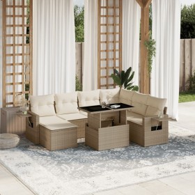 Set de sofás de jardín y cojines 8 piezas ratán sintético beige by , Garden sets - Ref: Foro24-3268068, Price: 542,59 €, Disc...