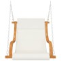 Silla columpio con cojín crema madera curvada acabado de teca