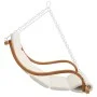 Swing chair with cream cushion curved wood teak finish by vidaXL, Garden rockers - Ref: Foro24-313941, Price: 187,54 €, Disco...