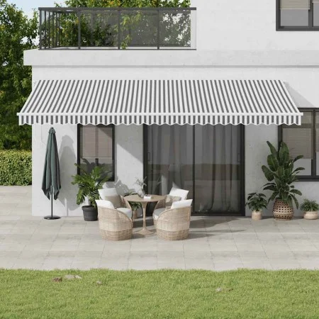 Toldo retráctil automático gris antracita y blanco 600x300 cm by , Awnings - Ref: Foro24-3310242, Price: 490,04 €, Discount: %