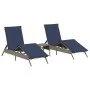 Tumbonas con mesita 2 unidades ratán sintético gris de , Tumbonas - Ref: Foro24-4002716, Precio: 312,86 €, Descuento: %