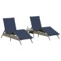 Tumbonas con mesita 2 unidades ratán sintético gris de , Tumbonas - Ref: Foro24-4002716, Precio: 312,86 €, Descuento: %