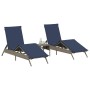 Tumbonas con mesita 2 unidades ratán sintético gris von , Liegen - Ref: Foro24-4002716, Preis: 319,73 €, Rabatt: %