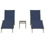 Tumbonas con mesita 2 unidades ratán sintético gris de , Tumbonas - Ref: Foro24-4002716, Precio: 312,86 €, Descuento: %