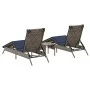 Tumbonas con mesita 2 unidades ratán sintético gris de , Tumbonas - Ref: Foro24-4002716, Precio: 312,86 €, Descuento: %